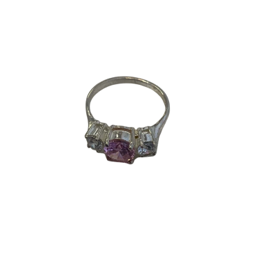 925 Stamped Womens Finger Ring with Rhinestones  #51