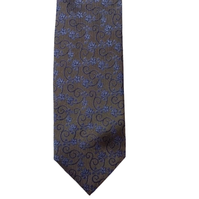 Peter Jackson Mens Tie Grey & Blue Floral Pattern 100% Silk