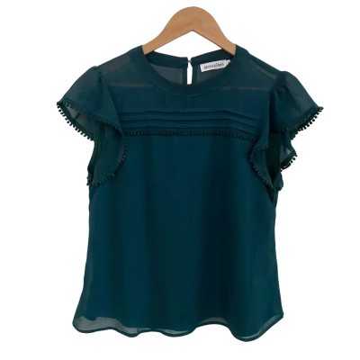 Atmos&Here Womens  Size 10 Short Sleeve Top Green 