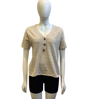 Brand New Seed Heritage Womens Size S Textured V Neck Top Oatmeal