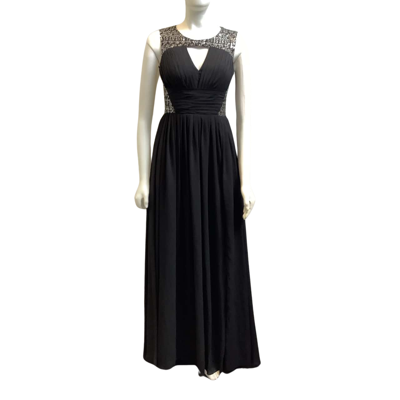 By Light In The Box Womens Size 6 Sequins Pleated Maxi Dress Black