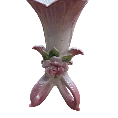 Pink Floral Vase Lusterware 