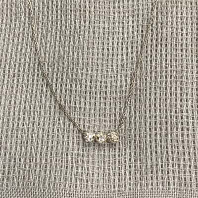  Womens 925 Silver Necklace with Diamanté Studded Balls