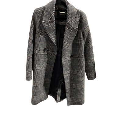 Forever New Womens  Size 8 Trench Coat Grey Checked w Belt