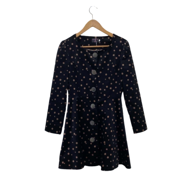 Johnston & Bell Womens  Size 10 Winter Jacket Black  / Brown / Polka Dot 