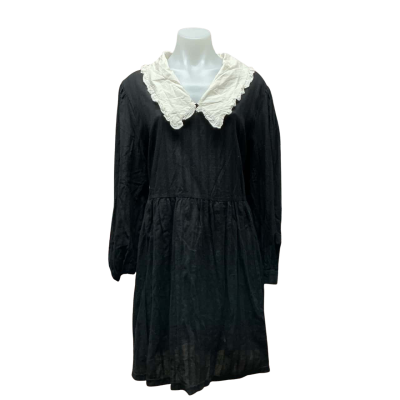 Daisy Street Curve Womens 100% Cotton Shell Size 18 Mini Dress Black  / White 