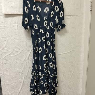 Mister Zimi Womens  Size 10 Blue Flower Dress VGUC 