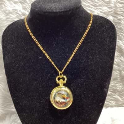 Unisex Pocket Watch Pendant Necklace 