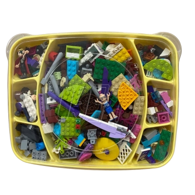 Yellow Lego Storage Tray Filled with Mixed Lego