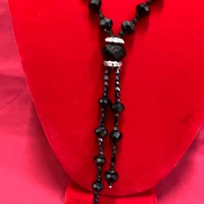  Women's Necklace Jet Black Beaded Necklace