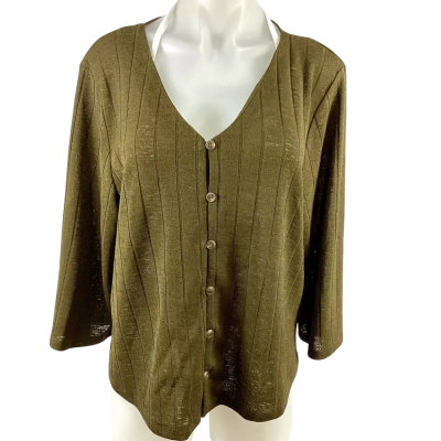 Susan - V Neck Long Sleeve Top : Grass (Size L)