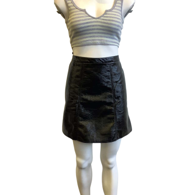 BNWT Glassons Women's Size 14 Faux Leather Mini Skirt Black Patent 