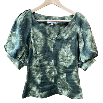 Witchery Green Tie-Dye Linen Top Size 6 
