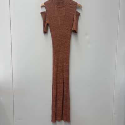  Roque, Womens  Size L Brown long dress with side split 