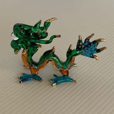 Hand Blown Glass Chinese Dragon Figurine Miniature