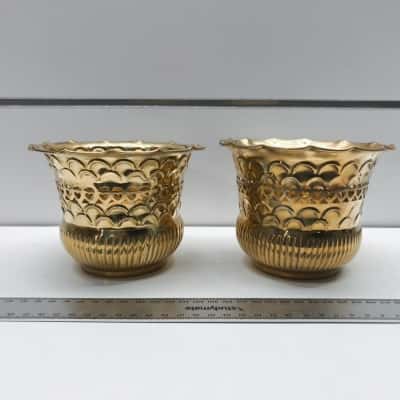 Duo Brass Indian Bowls Pots PreOwned As New Unused 