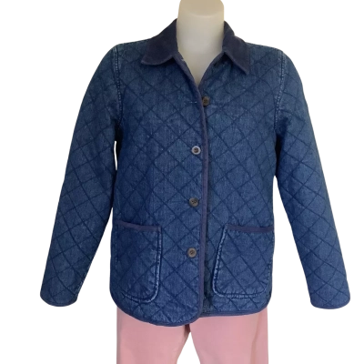 Charter Club    Diamond-Quilted Denim Barn Jacket.  Size Petite Medium.