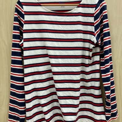 Boden Womens (16) Size 16 Long Sleeve Top Blue / Red / Striped / White 