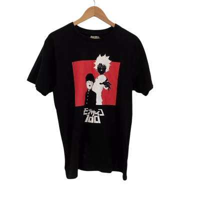 Mob Psycho 100 Mens  Size M Short Sleeve Shirt Black  / Red / White 