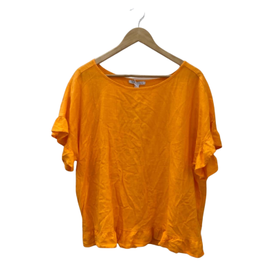 Grae Linen Womens  Size 14 Short Sleeve Top Orange 