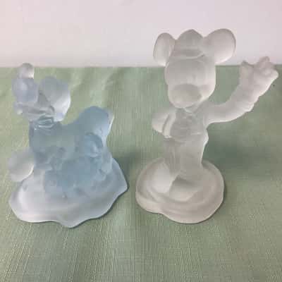 Vintage Disney Frosted Glass Figurines - Arribas Brothers - Mickey Mouse & Dumbo