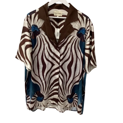 Summi.Summi Womens  Size S Shirt Dress Blue / Brown / Cream 
