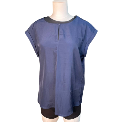 Portmans Womens  Size M Short Sleeve Shirt Navy Blue 
