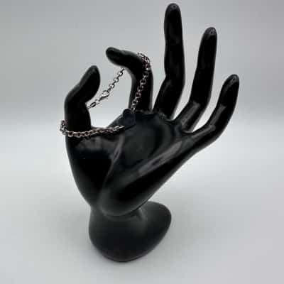 925 Silver 20cm Belcher Chain Heart Bracelet