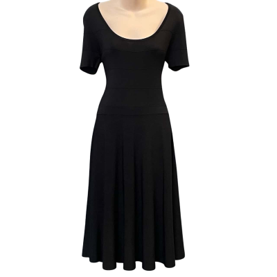 Veronika Maine Womens Size L Midi/Short Sleeve Dress Black