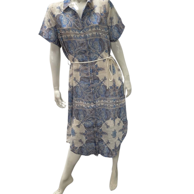 Sussan Womens  BNWT Size 10 Short Sleeve Dress  Blue / Pattern / White 