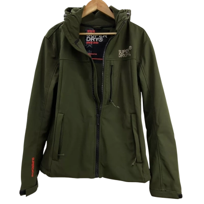 Superdry - Mens Hooded Soft Shell Trekker Jacket - Size L - Army Khaki