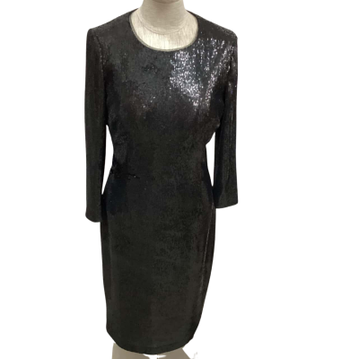 Hobbs Womens  Size 12 Long Sleeve Sparkle Dress Black  