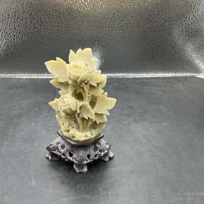 Carved Floral Stone Statue 