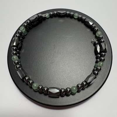  Magnetic Therapy Bracelet with Green Toned Faceted & Round Beads