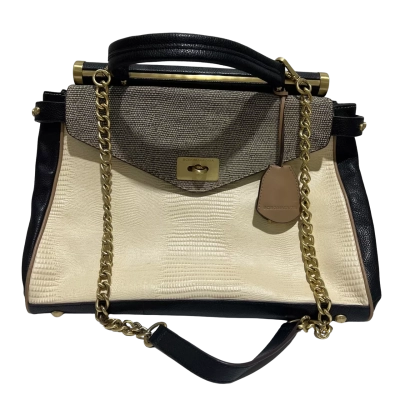 BCBG Max Azria   Womens Beige / Black  / Cream / Gold Satchel