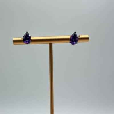 Sparkly 925 Purple Stone Teardrop Earrings