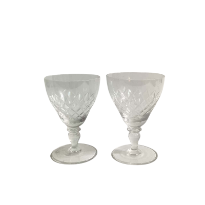 Webb & Corbett 1930’sVintage Crystal port Glasses x2 