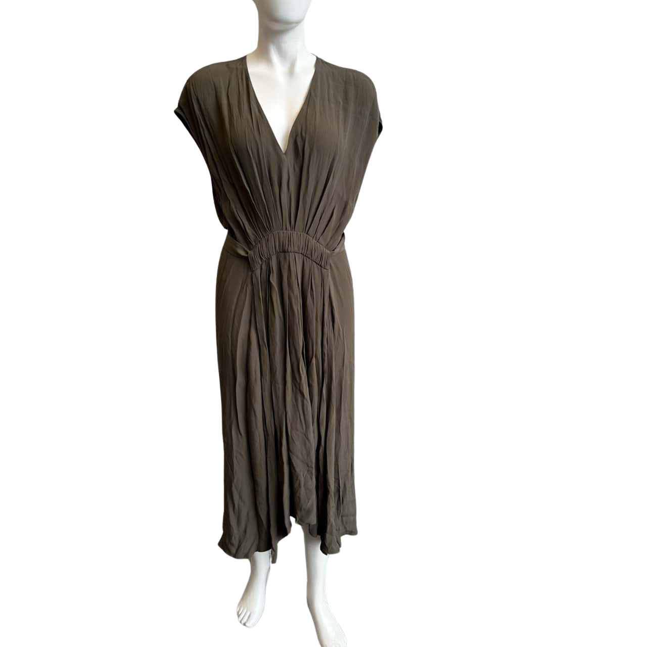 Saba Women's Size 12 Sleeveless Midi Dress Dark Green (s)