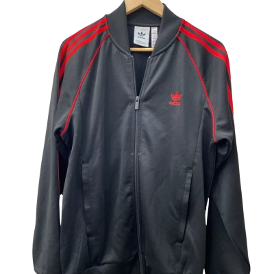 Adidas Mens  Size M zip up Jersey Black  / Red 