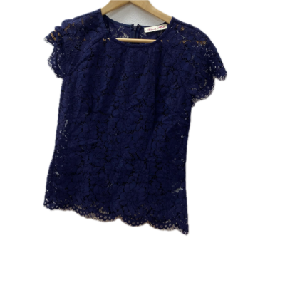 Alannah Hill Womens  Size 8 Blouse Navy Blue 