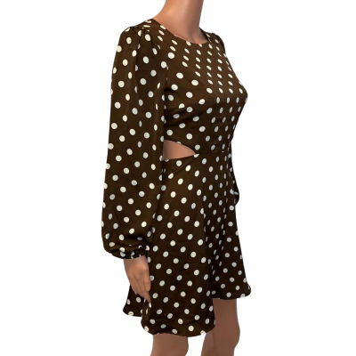 Atmos&Here Womens  Size 6 Mini Dress Brown / Polka Dot 