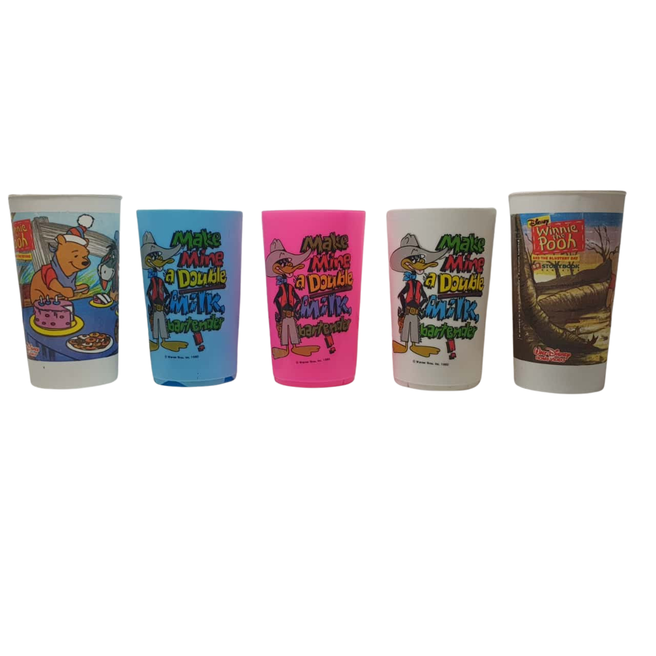 5x Assorted Cartoon Cups/Tumblers 1980s vintage (s)