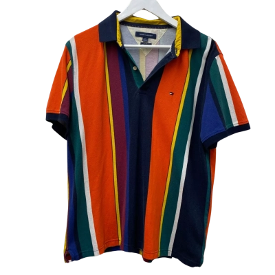 Tommy Hilfiger Mens Size L Polo Shirt Striped - 100% Cotton