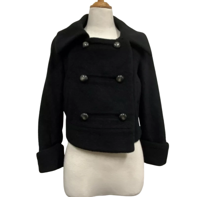 Diane Von Furstenberg Womens Cropped Coat - Size 4 Cropped Jacket Black  