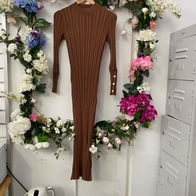 ENA PELLY Womens  Size 6 Bodycon Maxi Dress Brown 