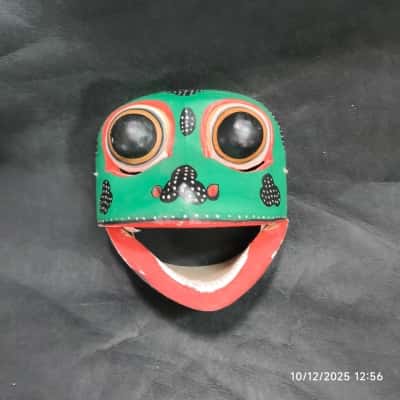 Hand Made Wooden Frog Art Craft Mask 