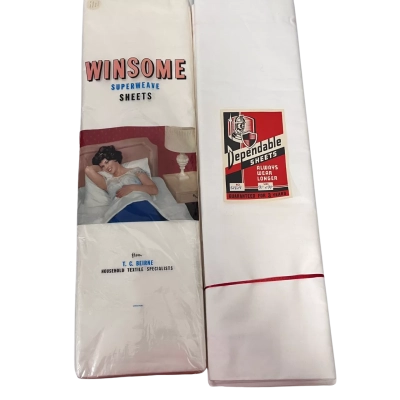 Vintage Australian New Old Stock Cotton Bed Sheets – Winsome & Dependable – Unused