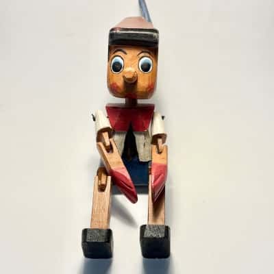 Vtg. Wooden Pinocchio Puppet 30cm high 