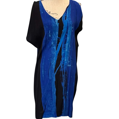 Wayne Cooper Womens Size 6 Short Sleeve Dress Black/Blue