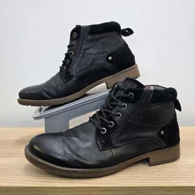 Colorado 'Clad' Black Leather Ankle Boots - Size 42/8